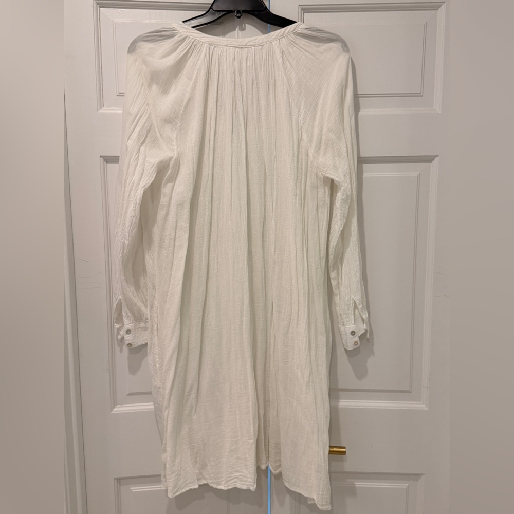 Honorine White Cotton Boho Short Dress Size L Beach Vacation Swim Coverup - Picture 8 of 8